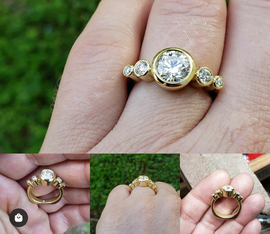 18K Green Gold Diamond Engagement Ring