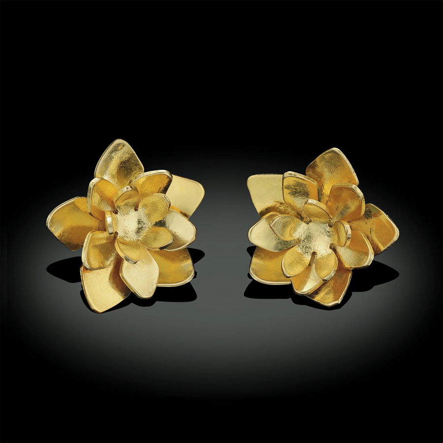 18K Gold Lotus Flower Studs