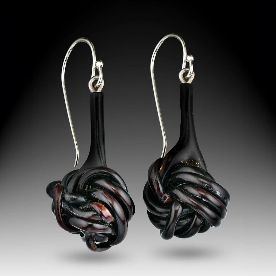 Black Coral and Sterling Silver Earrings