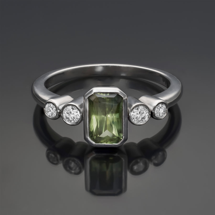 Green Sapphire Platinum Ring