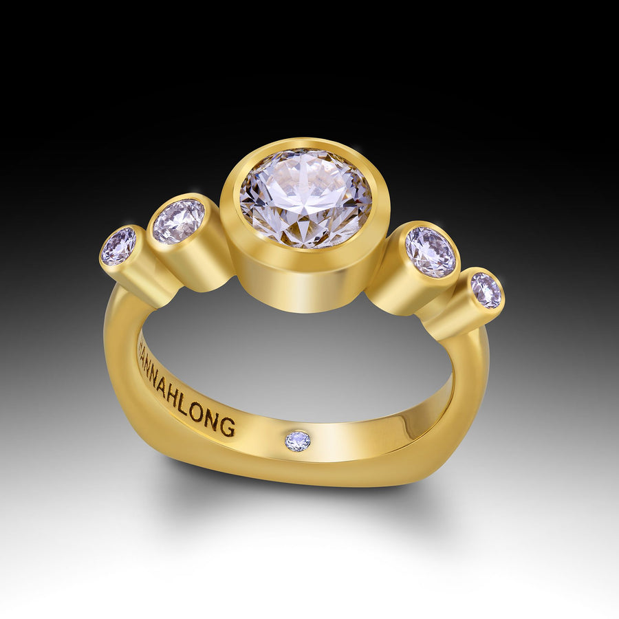 18K Green Gold Diamond Engagement Ring